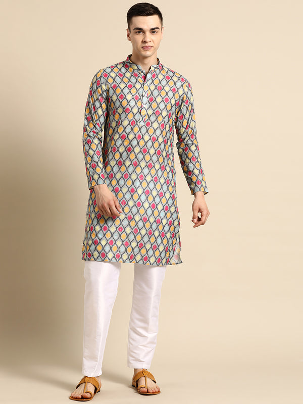 Splendid Multicolour Silk Kurta Set