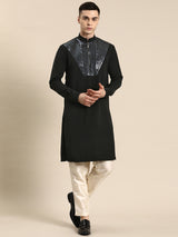 Black Striped Rayon Kurta Set