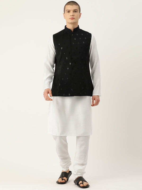 Dupion Silk Multicolour Nehru Jacket Set