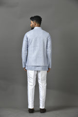 Designer Kurta Jacket Set In Grey