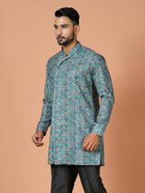 Designer Blue Silk Short Kurta