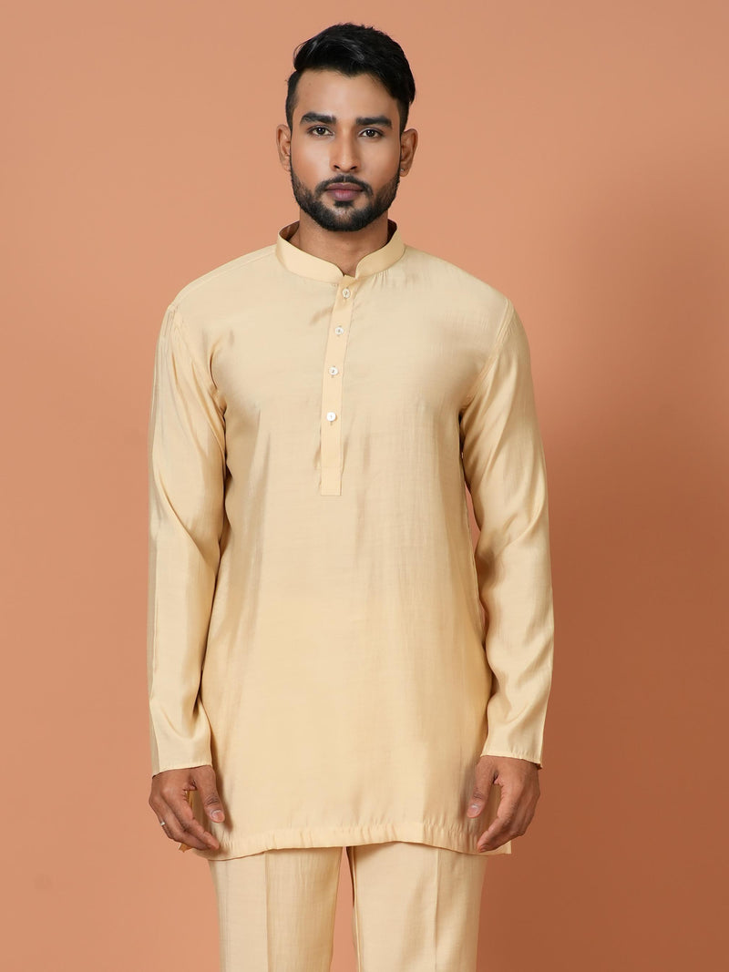 Short Kurta With Pant in Beige Color