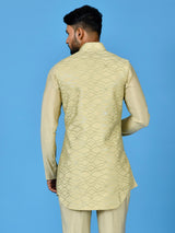 Designer Kurta Jacket Set In Beige