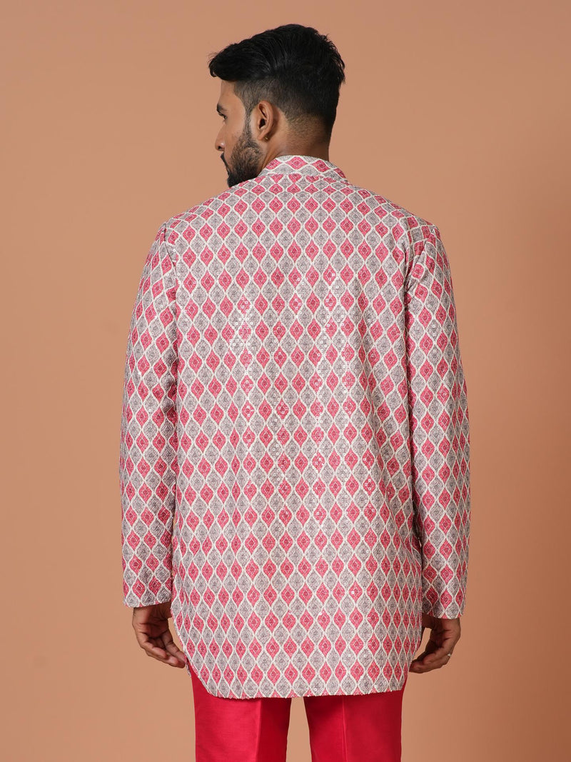 Designer Pink Cotton Blend Short Kurta