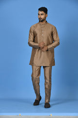 Short Kurta With Pant in Brown Colour