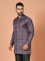 Designer Purple Silk Short Kurta