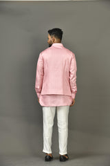 Designer Kurta Jacket Set In Pink