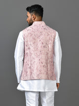 Designer Kurta Jacket Set In Pink