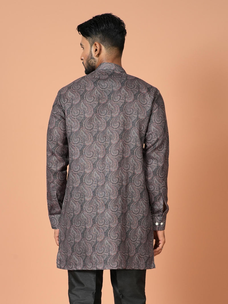 Designer Black Cotton Blend Short Kurta