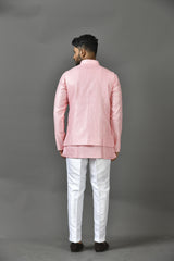 Designer Kurta Jacket Set In Peach