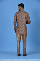 Designer Brown Cotton Blend Short Kurta