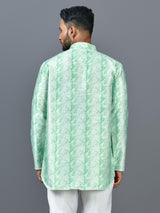 Short Kurta With Pant in Green Colour