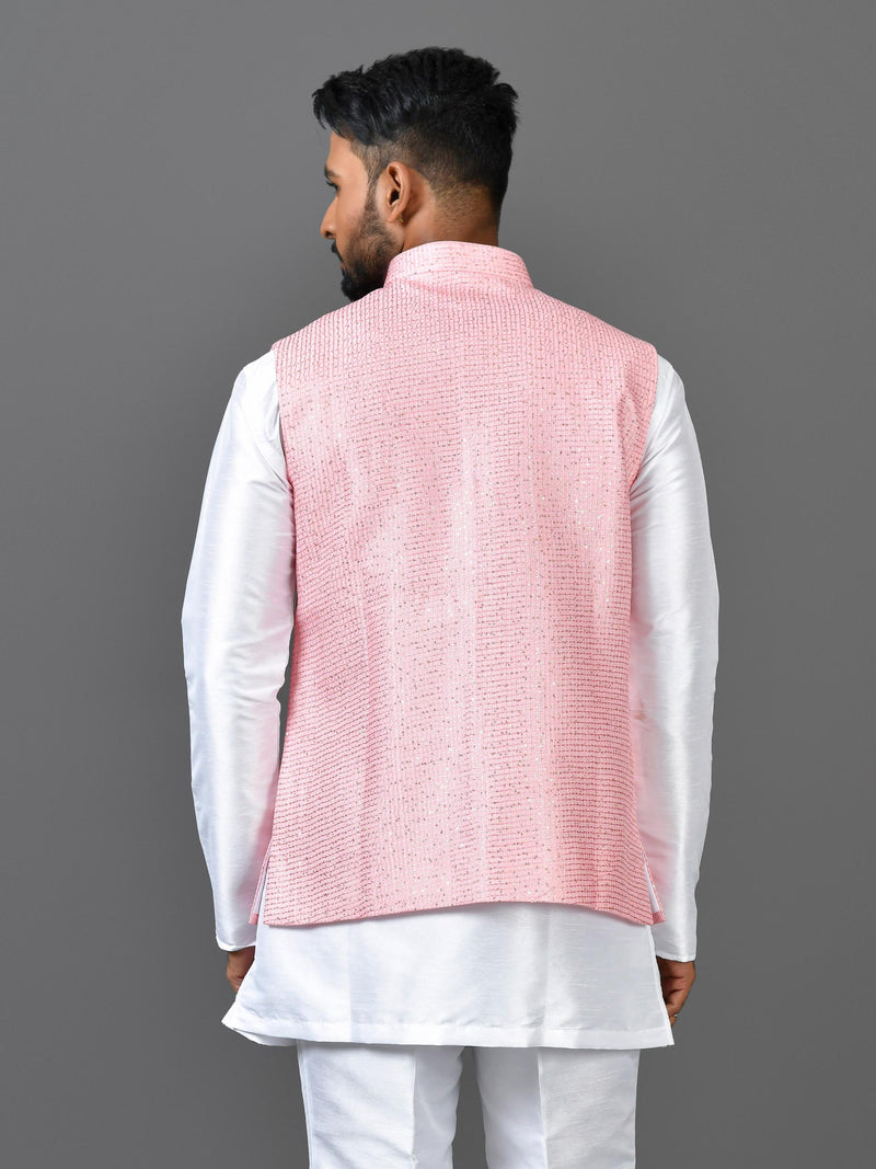 Designer Kurta Jacket Set In Pink