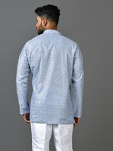 Designer Grey Silk Short Kurta