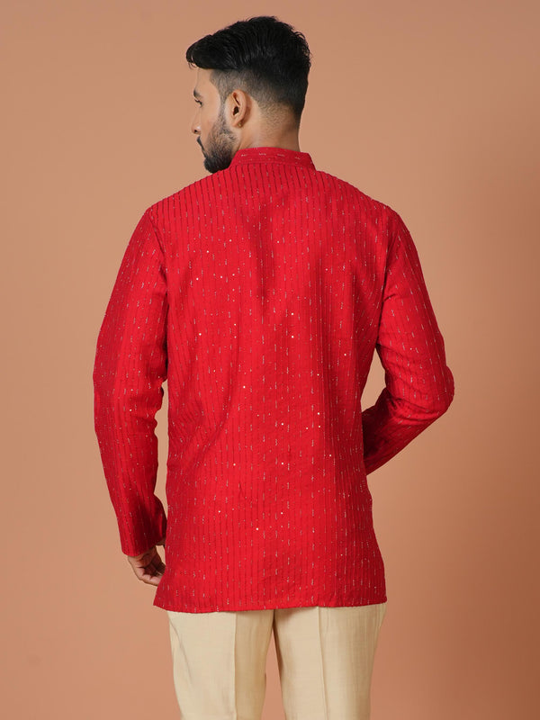 Short Kurta With Pant in Red Colour