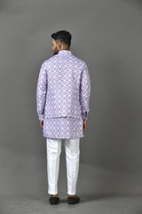 Designer Kurta Jacket Set In Purple