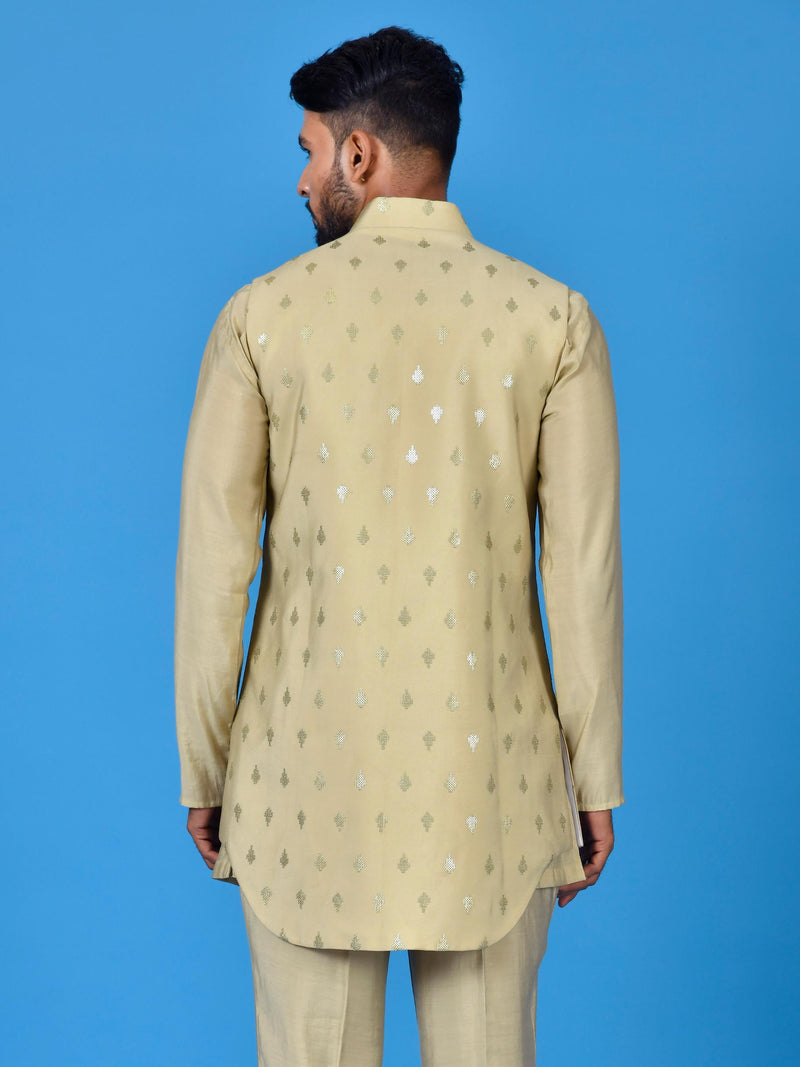 Designer Kurta Jacket Set In Beige