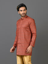 Designer Brown Cotton Blend Short Kurta