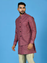 Designer Maroon Silk Kurta Jacket Set