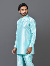 Designer Blue Silk Short Kurta