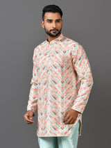 Designer White Satin Short Kurta