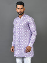 Designer Purple Silk Short Kurta