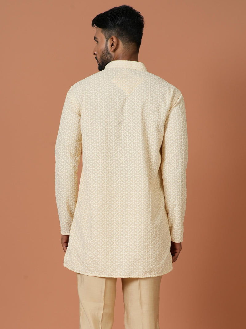 Short Kurta With Pant in Beige Color