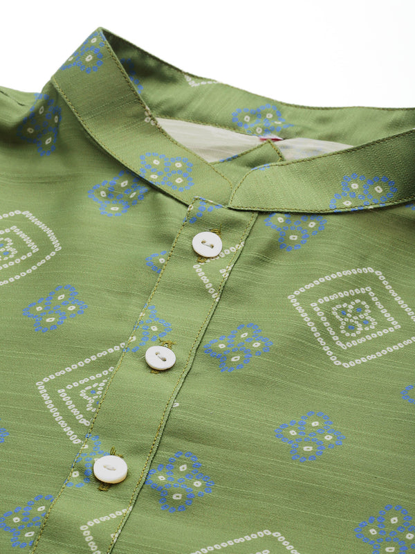 Forest Green Silk Stylish Kurta Set