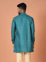 Designer Blue Silk Short Kurta