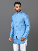 Designer Kurta Jacket Set In Blue