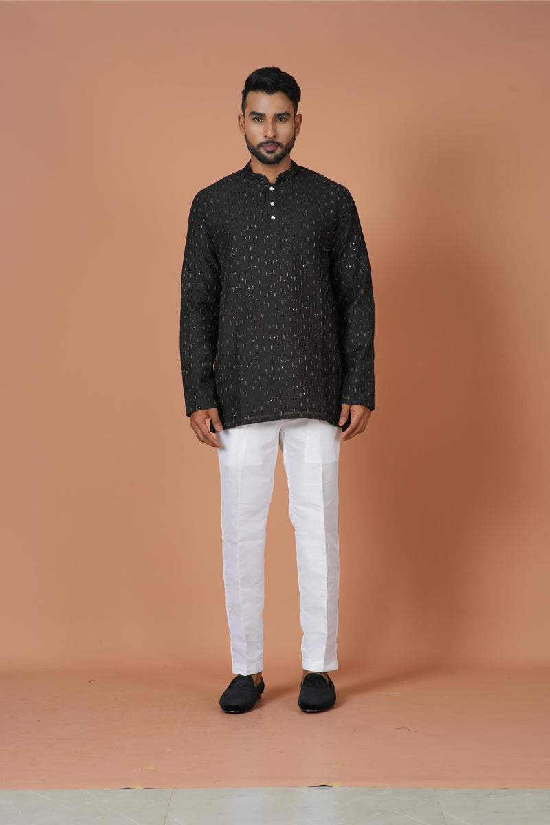 Short Kurta With Pant in Black Colour