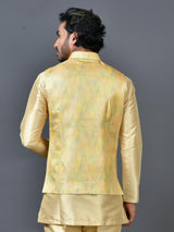 Designer Yellow Satin Kurta Jacket Set