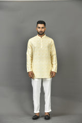 Short Kurta With Pant in Yellow Colour