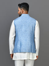 Designer Kurta Jacket Set In Blue