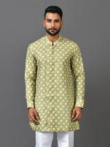 Designer Green Cotton Blend Short Kurta