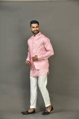 Designer Kurta Jacket Set In Pink