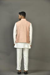 Designer Kurta Jacket Set In Peach
