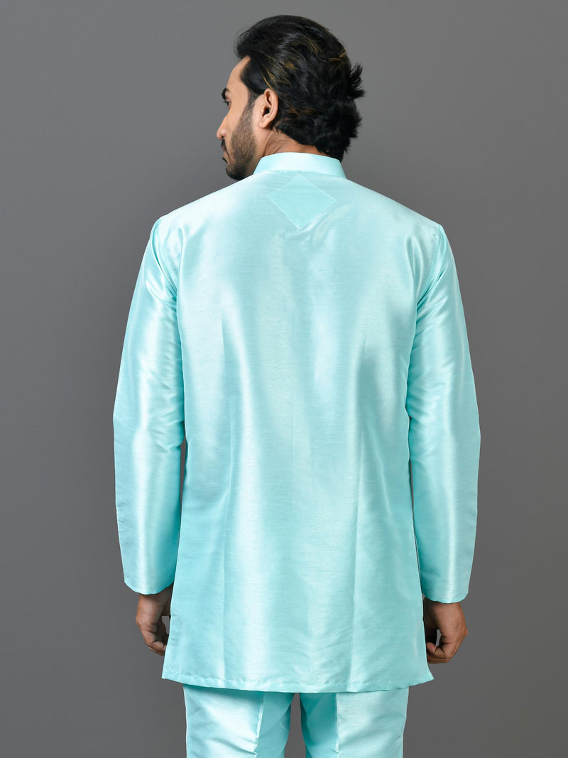 Designer Blue Silk Short Kurta