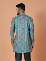 Designer Blue Silk Short Kurta