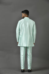 Designer Green Silk Short Kurta