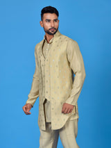 Designer Kurta Jacket Set In Beige