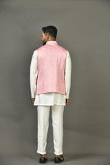 Designer Kurta Jacket Set In Pink