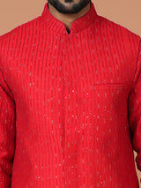 Kurta Jacket Set in Red Colour