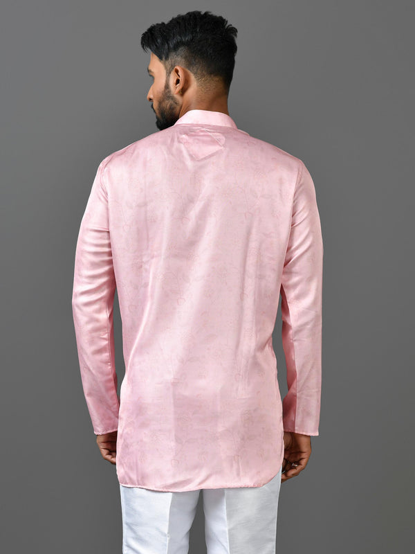 Designer Pink Satin Short Kurta