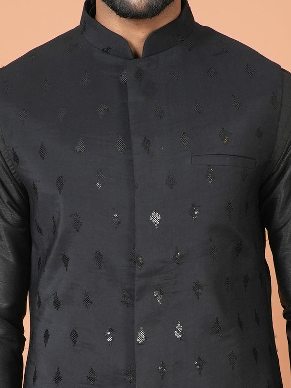 Kurta Jacket Set in Black Colour