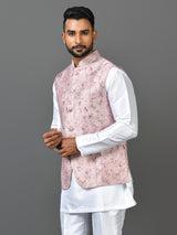 Designer Kurta Jacket Set In Pink