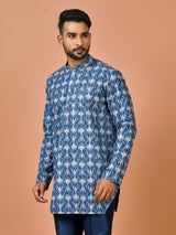 Designer Blue Cotton Blend Short Kurta