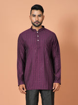 Designer Purple Silk Short Kurta