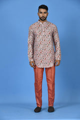 Designer White Silk Short Kurta