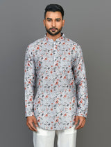 Designer Grey Silk Short Kurta